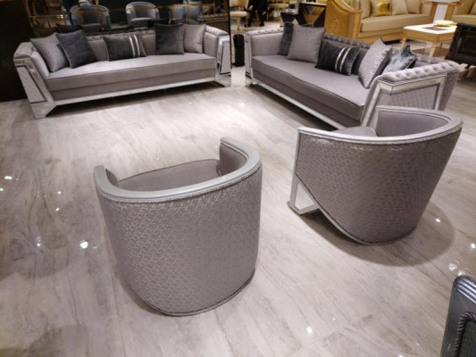 Schickes Möbel Sofagarnitur set 3+1+1 Sofagarnitur Sofas 2x Sessel Grau
