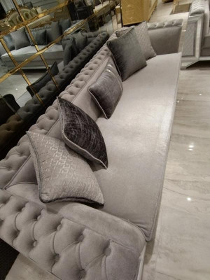Elegantes Wohnzimmer Mobiliar Sofa 3 Sitzer Hochwertiges Sofa 3 Sitzer Grau