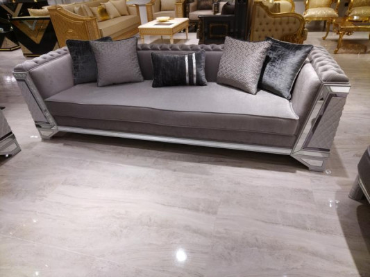Elegantes Wohnzimmer Mobiliar Sofa 3 Sitzer Hochwertiges Sofa 3 Sitzer Grau