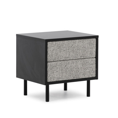Hellgraue Schlafzimmer Möbel Designer Textilbett 2x Nachttische Bank