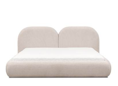 Beiges Schlafzimmer Doppelbett RundesTextil Kopfteil Polsterbetten Neu