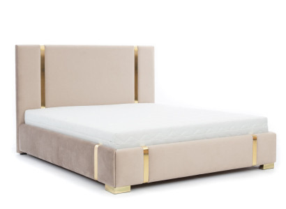 Beiges Edelstahlbett Schlafzimmer Betten Modernes Polsterbett Möbel Neu