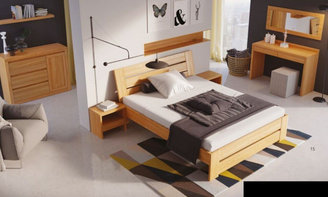 Holzbett Echtes Holz Betten Schlafzimmer Hotel 180x200 Stil Massive Möbel