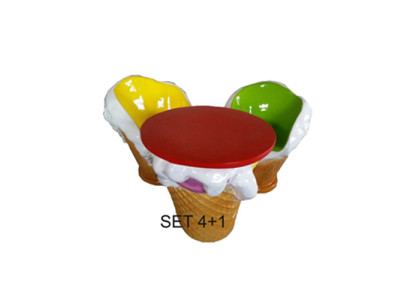 Ice Cream Möbel Tisch 4 Stühle Eisdiele Ess Garnitur Lehnstuhl Tische 5er