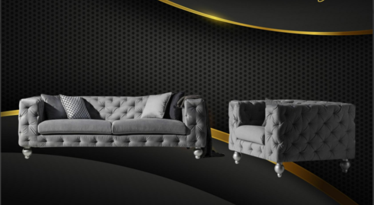Dreisitzer Stoff Wohnzimmer Grau Design Sofa Sofas Samt xxl big Polster Couchen
