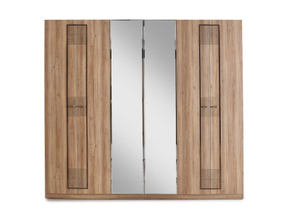 Holzschrank Schlafzimmerschrank Kleiderschrank Schrank Braun Spiegel