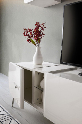 Garnitur Wohnzimmer TV Ständer Regale Sideboard RTV Lowboard Weiß