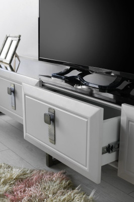 Wohnzimmer TV Ständer Regale RTV Lowboard Sideboard Holz Weiß Set