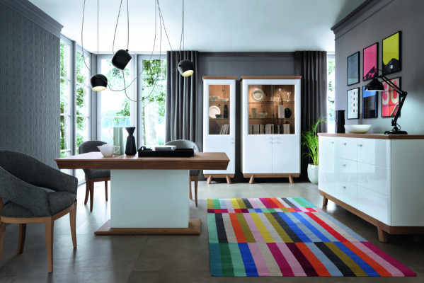 4 Teiliges Set 1x Vitrine 2x Kommode 1x Esstisch Design Wohnzimmer Esszimmer Neu