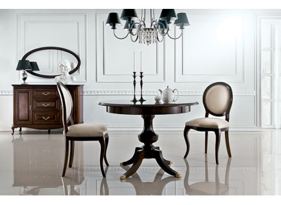 Klassischer Tisch mit 2 Stühlen Royal Stühle Tische Rundtisch Holztisch - Verona