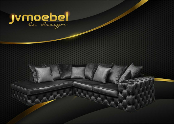 Wohnlandschaft L-Form Ecksofa Couch Polster Textil Garnitur Sofa Chesterfield