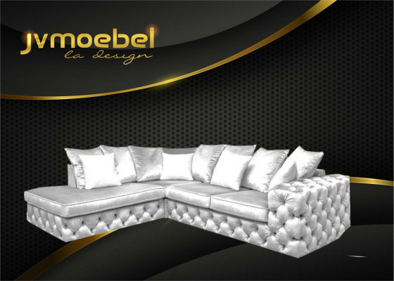 Wohnlandschaft L-Form Ecksofa Couch Polster Textil Garnitur Sofa Chesterfield