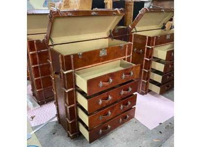 Kommode Design Möbel Loft Vintage Retro Schrank koffer Leder luxus