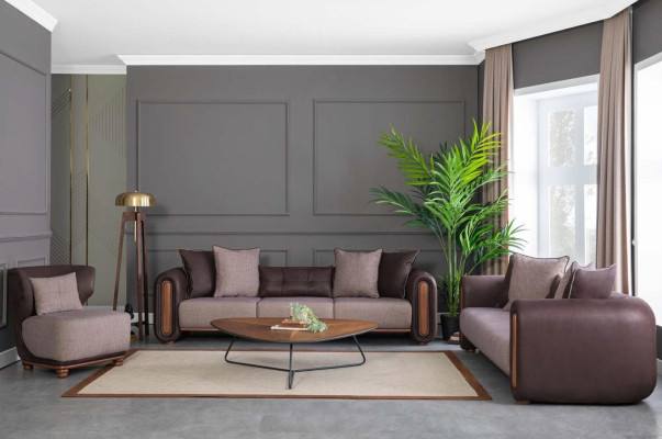 Luxus Couch Möbel Sofas Couchen 3tlg. Set Garnitur Sofagarnitur Stoff