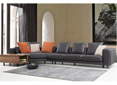 Ecksofa Eckgarnitur L form Polstersofa Stoffsofa Grau Sofa Tisch Couch