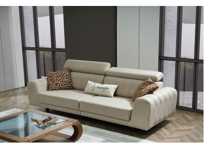 Stoffsofa Couch Dreisitzer Design Sofa 3 Sitzer Polstersofa Beige