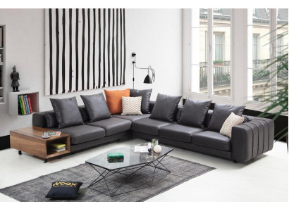 Eckgarnitur Ecksofa L form Polstersofa Stoffsofa Couch Grau Sofa Tisch