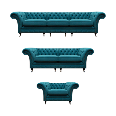 Luxus Set 3tlg Sofas Polstermöbel Sessel Couch Wohnzimmer Chesterfield