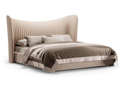 Beiges Doppelbett Designer Holz Betten Bettgestelle Schlafzimmer Möbel Bett