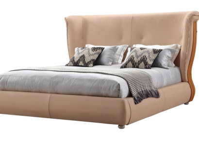 Beiges Bett Schlafzimmer Betten Doppelbetten Holz Möbel Lederbetten