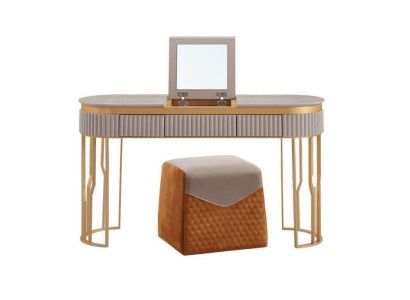 Designer Beiger Schminktisch Moderner Holztisch Luxus Schlafzimmer Möbel