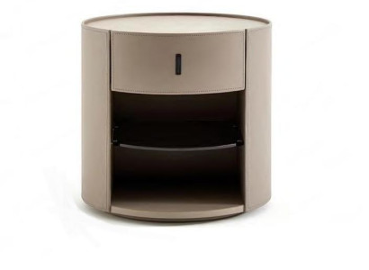 Beiger Designer Nachttisch Luxus Nachtkonsole Schlafzimmer Möbel Stil