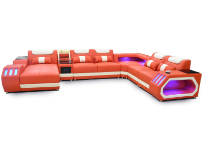 Ecksofa U-Form Orange Wohnlandschaft Couch Polster Eckgarnitur Sofa Modern