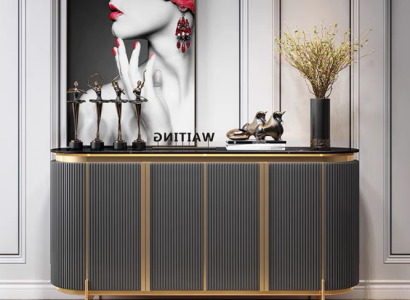 Anrichte Sideboard Luxus Designer Holz Regal Schrank Möbel Grau Kommode