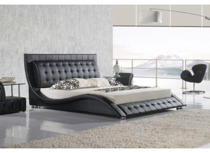 Bett Doppelbett Schwarz Polsterbett Schlafzimmer Modern 180x200