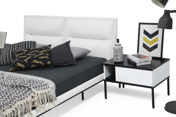 Garnitur Schlafzimmer Doppelbett Bett Nachttische Weiß Set 6tlg Modern