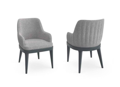 Moderner Stühle Stoff Holz Design Stuhl Lehnstuhl Luxus Polster Textil  