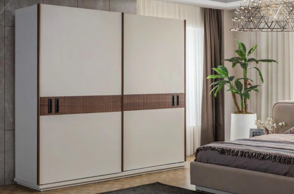 Stilvoller Weißer Kleiderschrank Schlafzimmer Schränke Luxus Holz Möbel