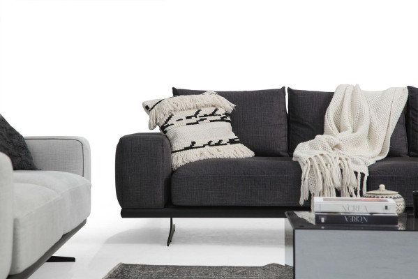 Ecksofa L-Form Sessel Sofa Wohnzimmer Grau Modern Stoff Sofas Sitzer