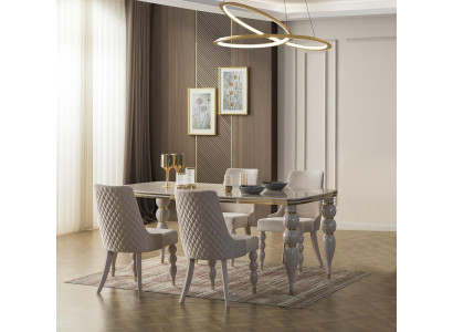 Beiger Esszimmertisch Luxuriöser Holztisch Designer Esszimmer Möbel Neu