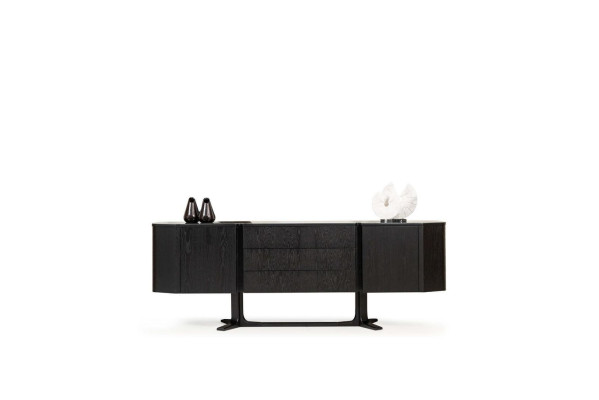 Moderner Schwarzer Holzschrank Designer Anrichte Luxus Sideboard Kommode