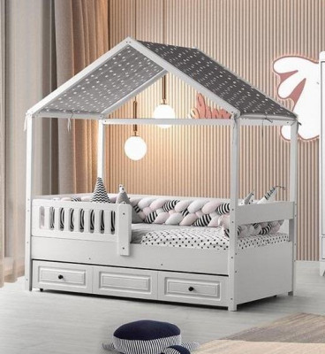 Kinderbett Holzbett Funktionsbett Ausziehbares Bett 200 Holz Weiß Neu