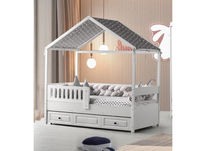 Kinderbett Holzbett Funktionsbett Ausziehbares Bett 200 Holz Weiß Neu