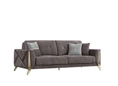 Grauer Dreisitzer Wohnzimmer Luxus Kunstleder 3-Sitzer Stilvolle Couch