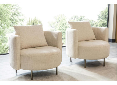 Beiger Textil Sessel Designer Clubsessel Cocktailsessel Polster Möbel