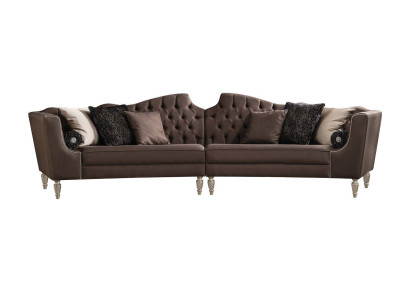 Brauner Wohnzimer Fünfsitzer Designer Chesterfield Luxus Polstersofa