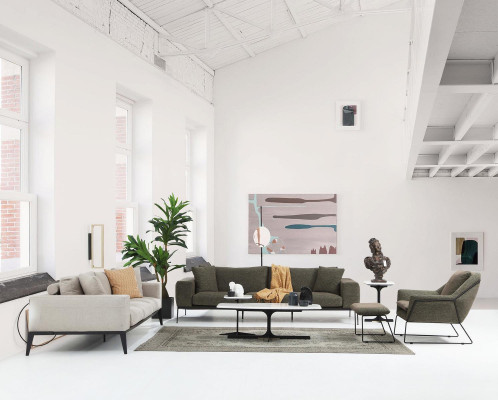 Zweisitzer Sofa 2 Sitzer Stoff Grau Modern Design Wohnzimmer Polyester