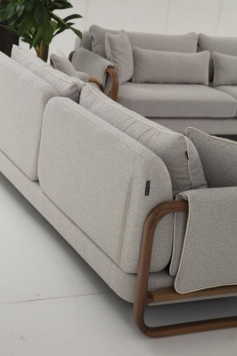 Komplette Couchgarnitur Sofagarnitur 321 Sitzer Modern Stoff Grau Set