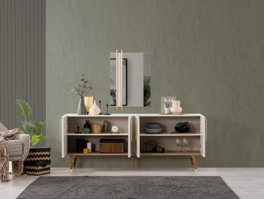 Essgruppe Esszimmermöbel Set 9tlg Esszimmer Esstisch Stühle Holz Weiß