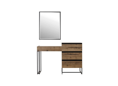 Frisiertisch Schminktisch Konsoletisch Kommode Spiegel Set 2tlg Braun