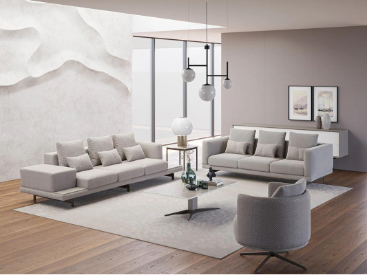 Wohnzimmer Komplett 2x Sofa Dreisitzer Textil Polstermöbel Sessel Neu Couchtisch