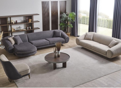 Wohnzimmer Luxus Set Ecksofa- L-Form 3+1 Sitzer Couchtisch Beistelltisch