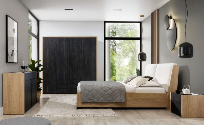 Nachttisch Beige Schlafzimmer Elegantes Design Luxus Holz Holz Nachttische