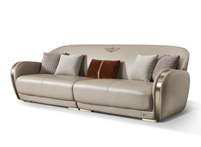 Stilvolle Taupe Sofagarnitur Polstersofa Set 3+2 Leder Couchen Wohnzimmer Möbel