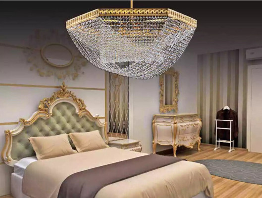 Deckenleuchter Luxus Gold Kronleuchter Deckenlampe Lüster Kristall Art
