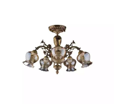 Deckenlampe Deckenleuchter Blumen Lüster Kronleuchter Lampe Glas Braun